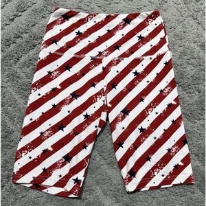 Shosho Women's Patriotic Activewear Biker Shorts Pockets High Rise Size Small